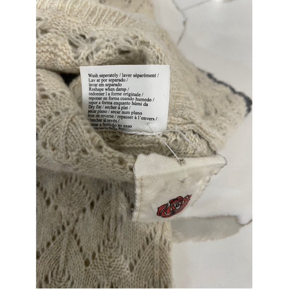 Odd Molly Y2K Wool Open Knit Crochet Cardigan Womens XS Coquette Fairy Ruffle - Picture 9 of 12